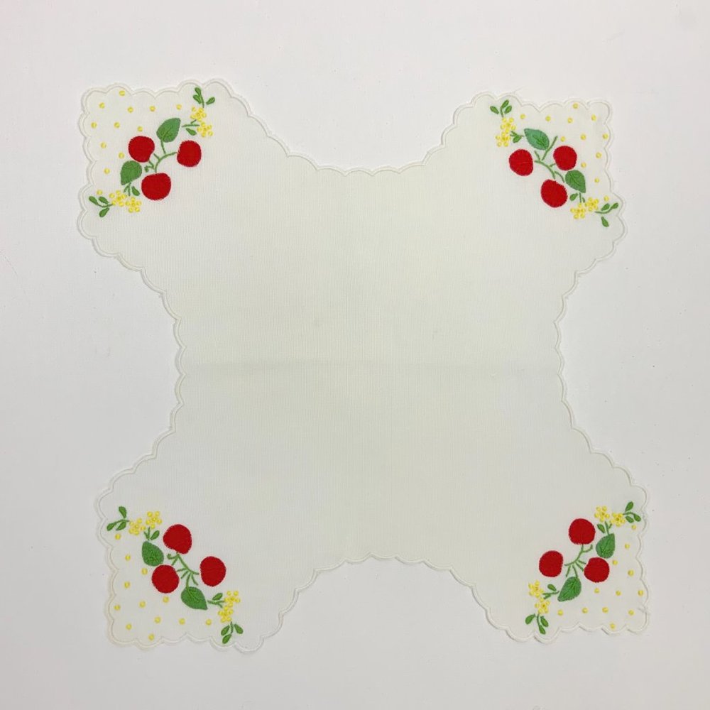 Vintage Bread  Busket  Liner Napkin Red Cherries - Picture 12 of 16